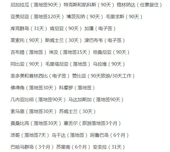多米尼克护照免签国家，多米尼克护照免签国一览表